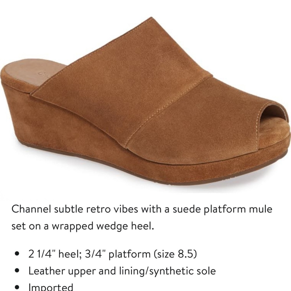 Chocolat Blu Yoana Brown Suede Peep Toe Wedge Mules 7 Bohemian Lagenlook Classic - Picture 16 of 16